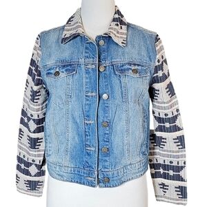 BDG Southwestern Womens Faded Denim Jean Jacket Size Medium